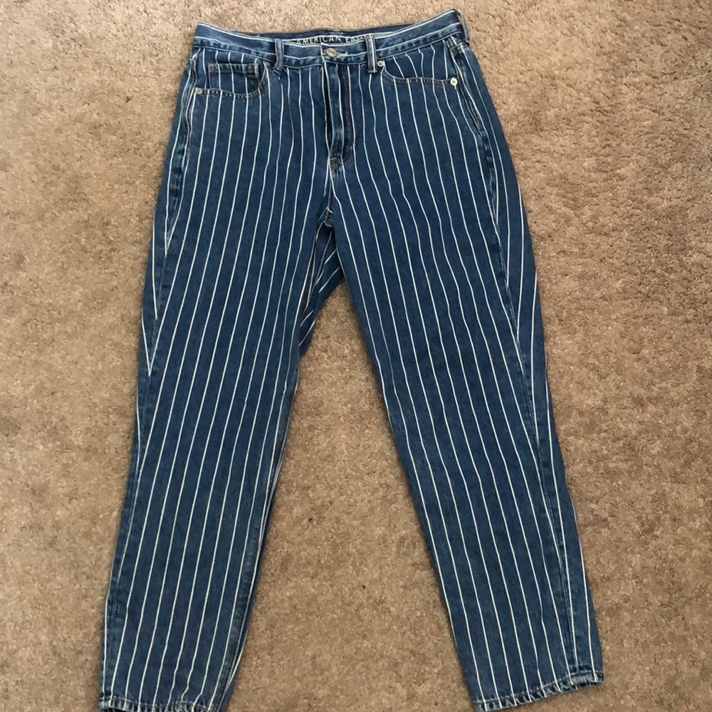 American Eagle Striped Mom Jeans